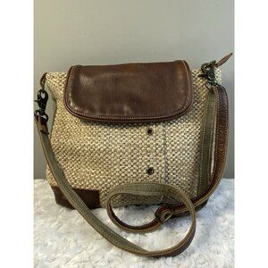 Myra Bag Woven Brown and Cream Shoulder Bag